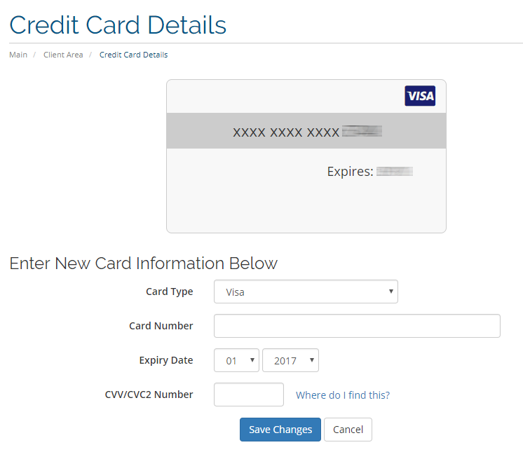 Update Credit Card Information